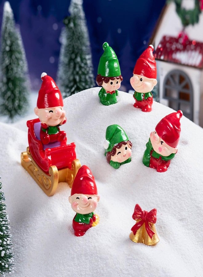 JARPSIRY Christmas Miniature Figurines Mini Resin Elves Ornaments for DIY Micro Landscape Fairy Garden Accessories Xmas Party Bonsai Crafts Decoration (Set of 6 Elf Themed) - Image 1